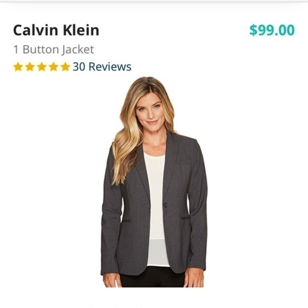 NWT Calvin Klein 1 Button B/W Pinstriped Jacket 10